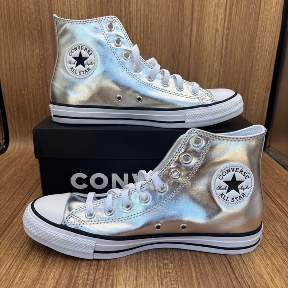 Converse Shoes - Converse Chuck Taylor All Star High Top Womens 9.5 Mens 7.5 Silver Metallic NEW
